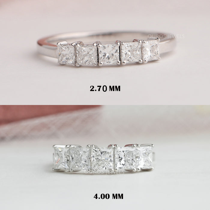 Fünf Steine Prinzessin schliff Labor Diamant Ring