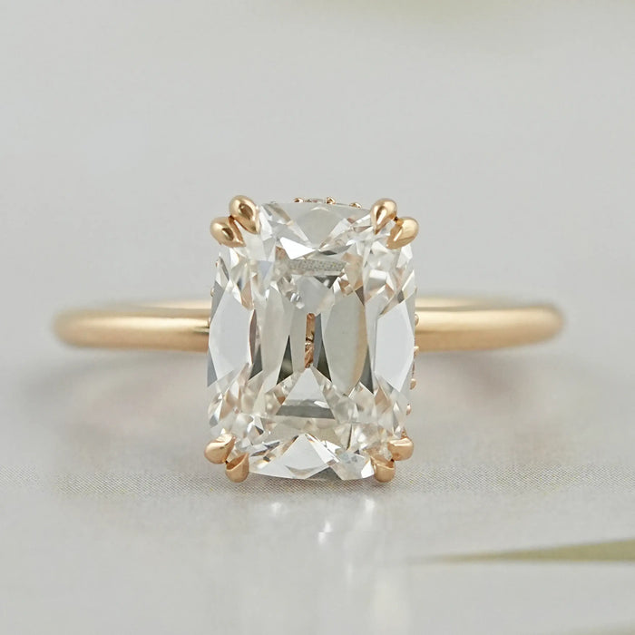 Old Mine Cushion Lab Diamond Solitaire Ring