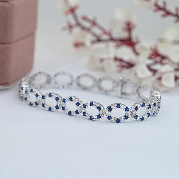 Elegant Blue Sapphire and Diamond Bracelet