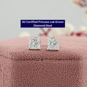 Princess Cut Lab Grown Diamond Stud