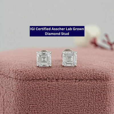 Strahlende, im Labor gezüchtete Asscher-Diamant-Ohrstecker