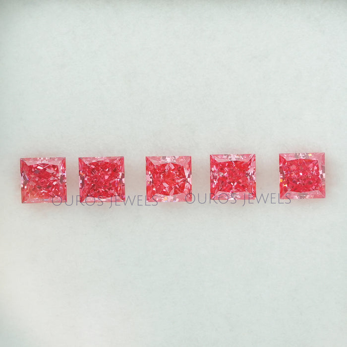 0.52 Carat Each Pink Princess Lab Grown Diamond
