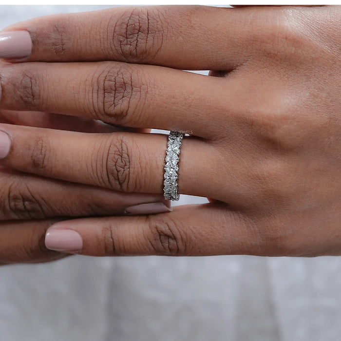 Marquise And Round Diamond Eternity Wedding Band
