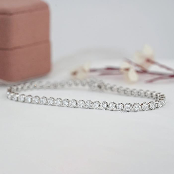 3.00 MM Round Lab Diamond Bezel Set Tennis Bracelet