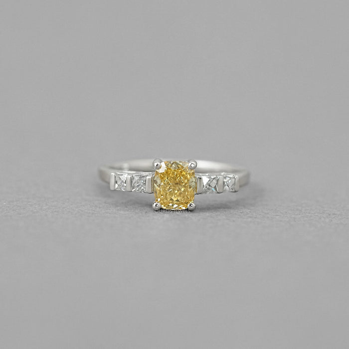 Canary Cushion Cut Lab Diamond Engagement Ring