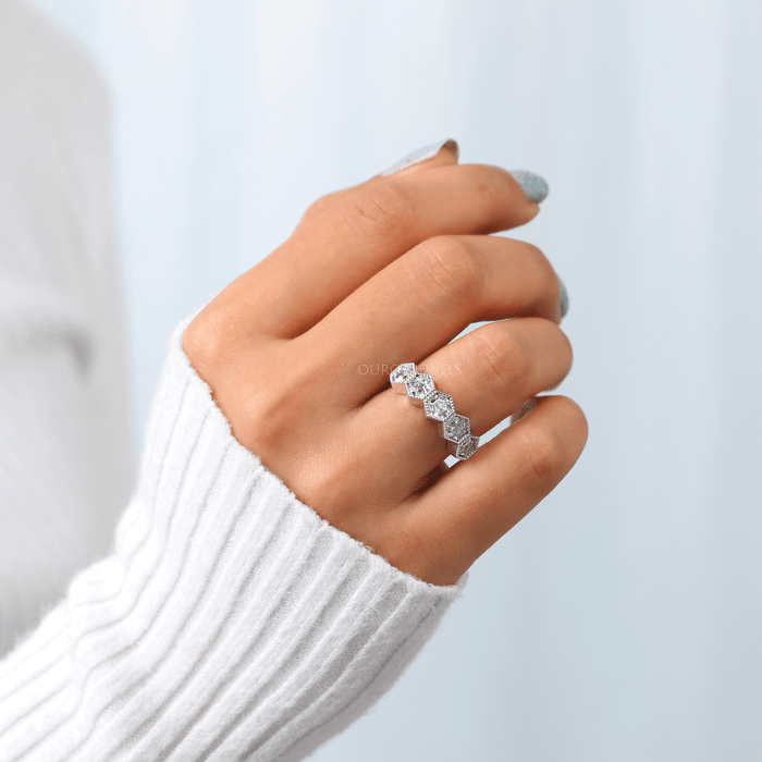 Hexagon Diamond Engagement Ring