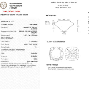 Hochwertiger Gelber Kissen Schliff Labor Diamant