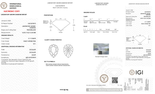 5.11 Karat Birnenformiger Schickes rosa Labor Diamant