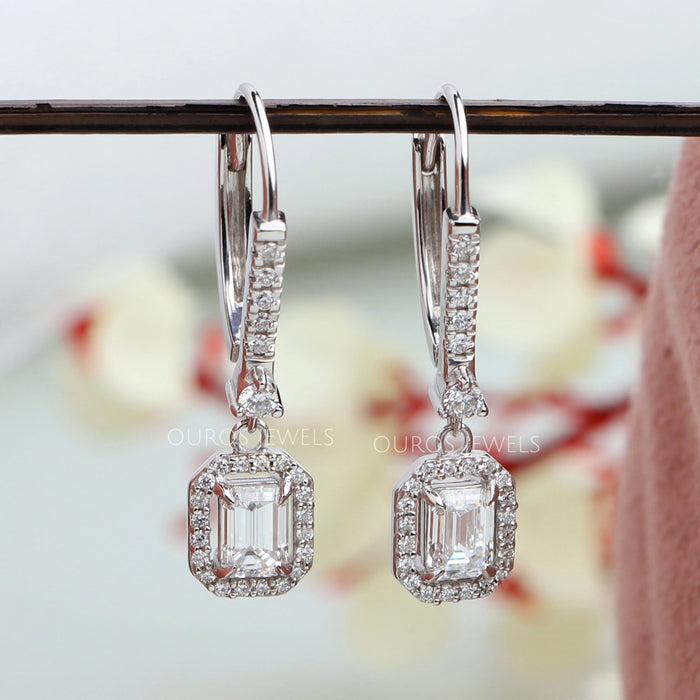 Smaragd förmige Labor Diamant Ohrringe