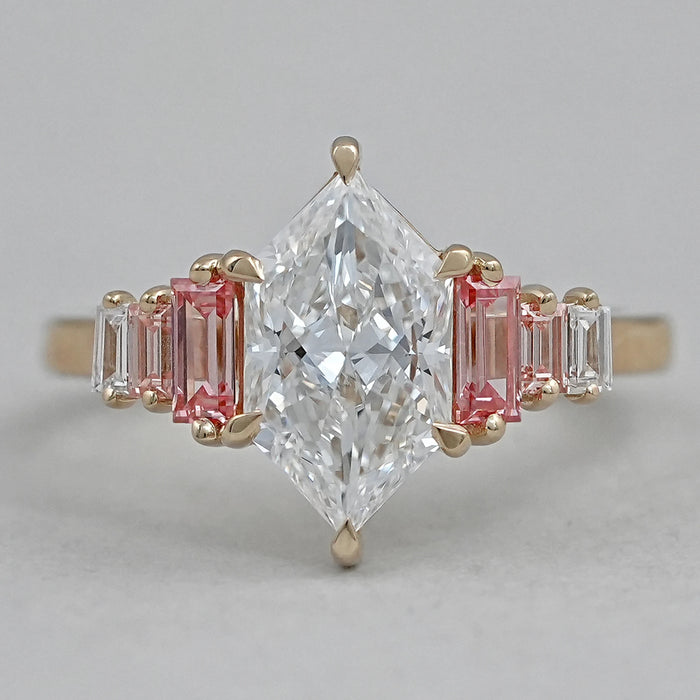Niederlandischer Marquise Baguetteschliff Diamantring