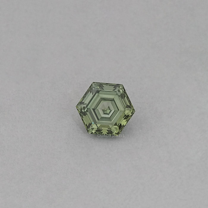 Fancy Vivid Green Step Cut Hexagonal Loose Diamond