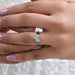 antique shape cat cut diamond engagement solitaire ring on model's hand