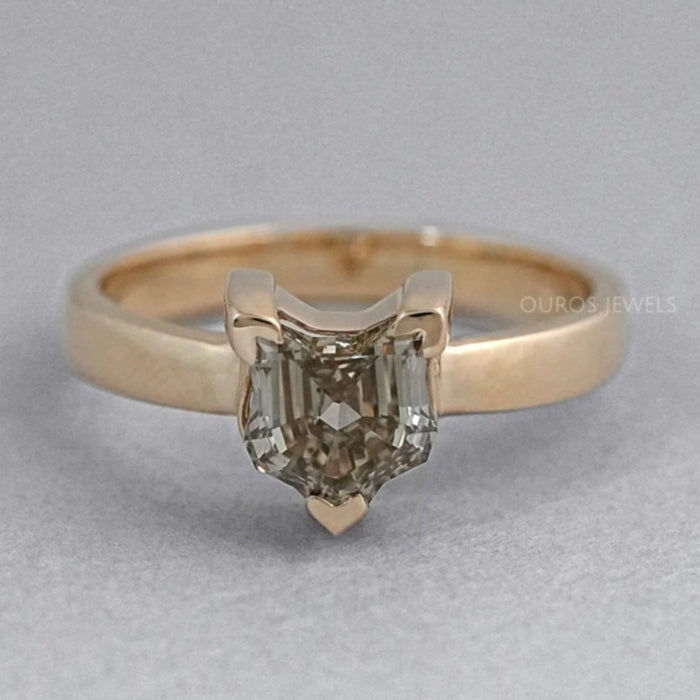 Antique Grey Cat Cut Lab Diamond Solitaire Ring