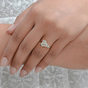 Step Cut Arrow And Round Lab Diamond Anniversary Ring