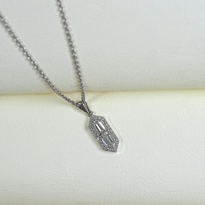 Step Cut arrow Diamond Pendant