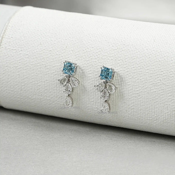 Aquamarine And Diamond Drop Earrings