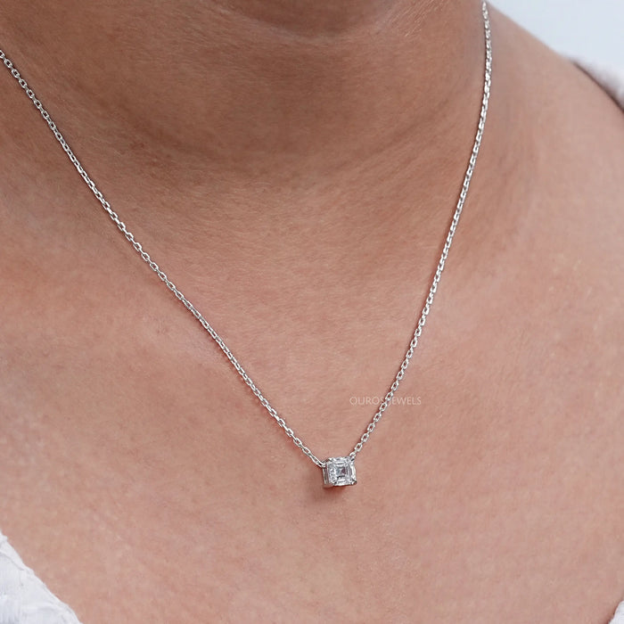 Solitäranhänger mit im Asscher-Schliff aus Kunstdiamanten 