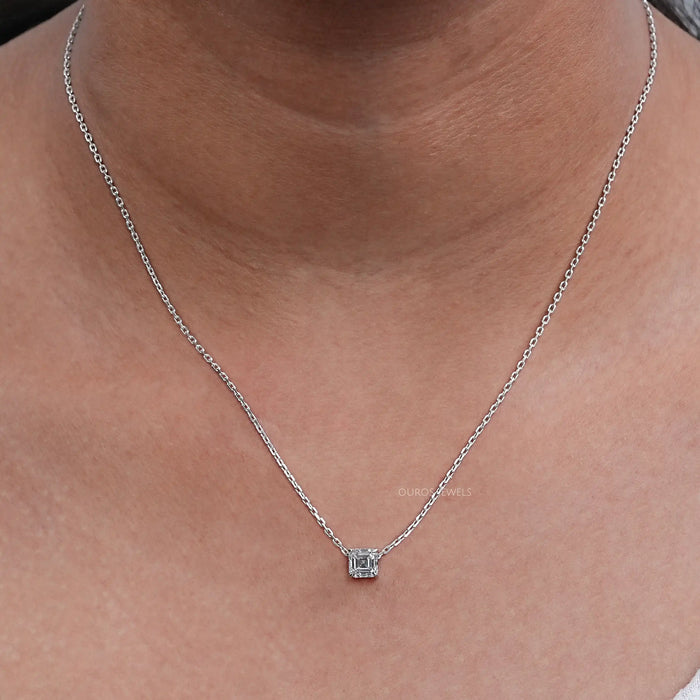 Solitäranhänger mit im Asscher-Schliff aus Kunstdiamanten 