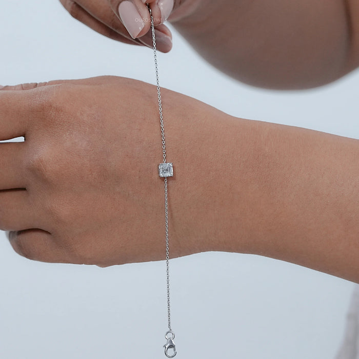 Brilliant Asscher Cut Diamond Solitaire Bracelet