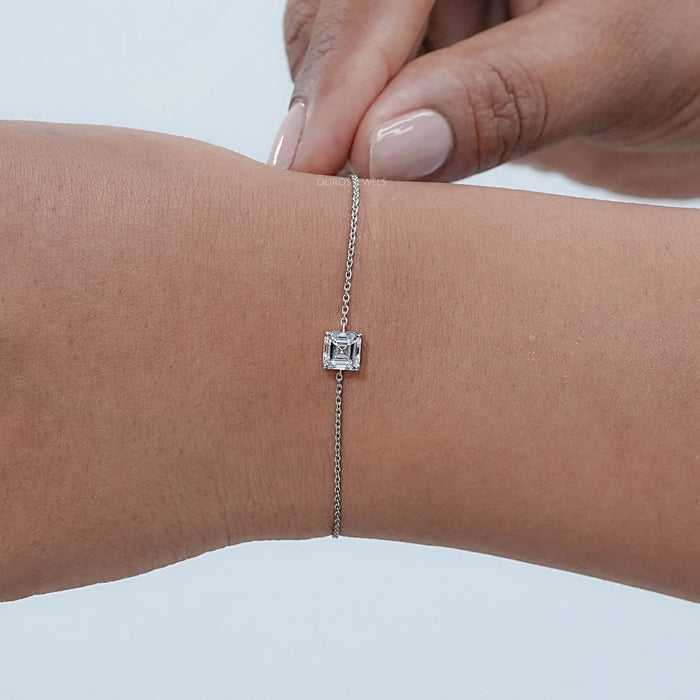 Brilliant Asscher Cut Diamond Solitaire Bracelet