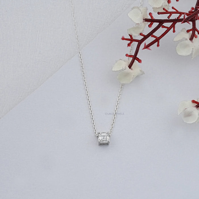 Solitäranhänger mit im Asscher-Schliff aus Kunstdiamanten 