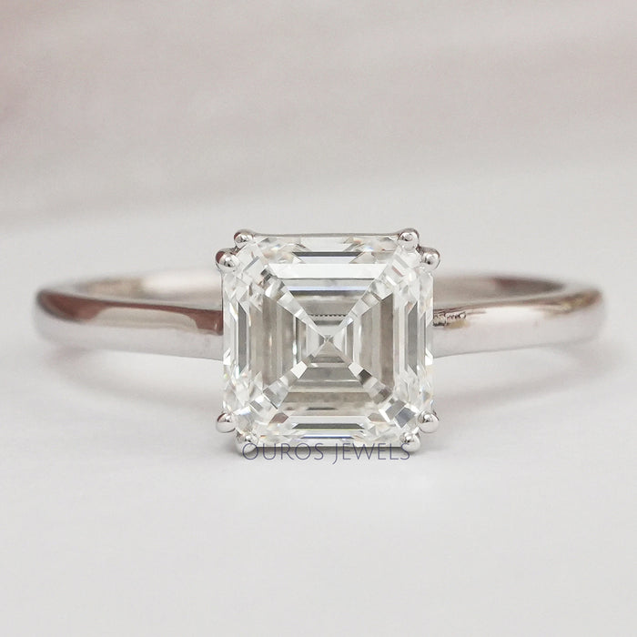 Asscher Cut Solitaire Diamond Engagement Ring