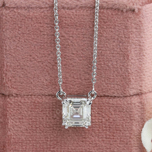 Asscher Cut Lab Grown Diamond Solitaire Pendant