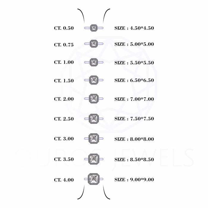 Asscher Cut Lab Diamond Halo Solitaire Engagement Ring