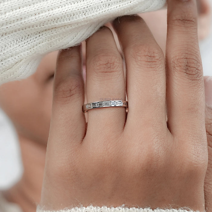 Channel Set Baguette Diamond Wedding Band