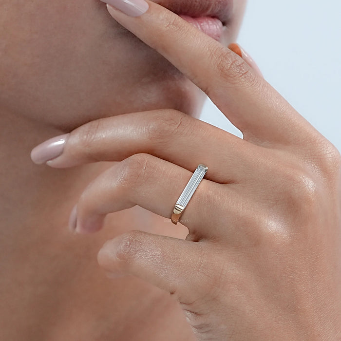 East West Baguette Lab Diamond Solitaire Ring