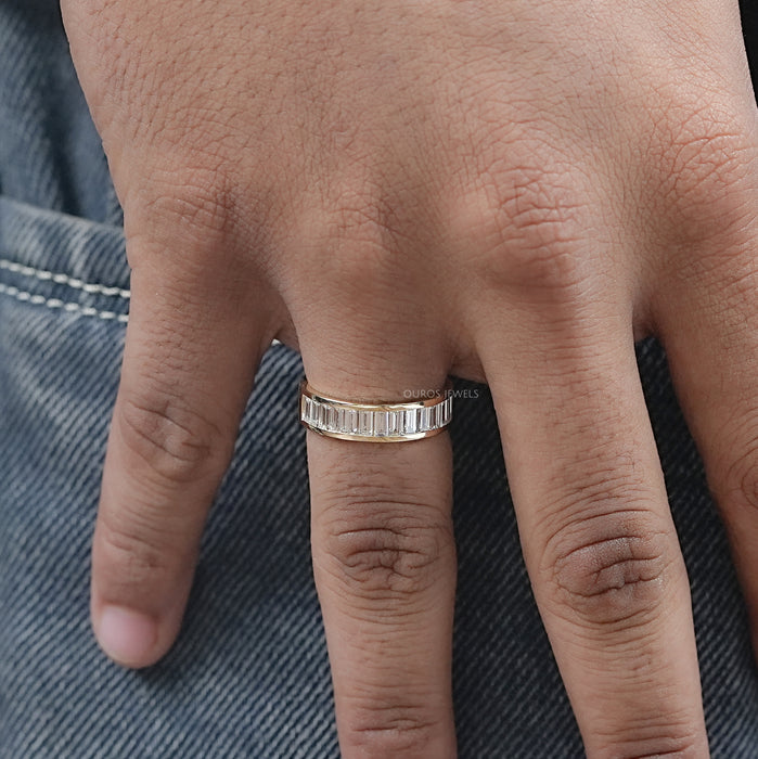 Baguette Diamond Mens Wedding Band