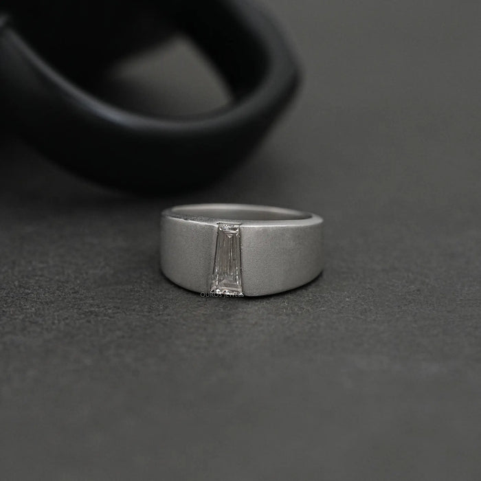 Tapered Baguette Cut Solitaire Men's Ring