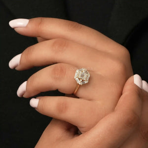 [A Women wearing Baguette Lab Diamond Ring for Her]-[Ouros Jewels]