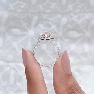 Pink Marquise Cut Halo With Accent  Diamond Engagement Ring