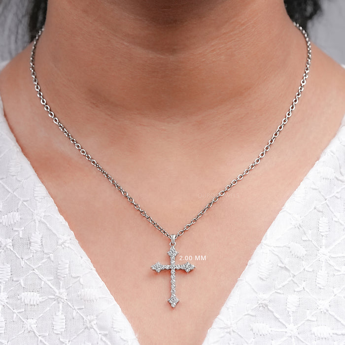 Round Lab Grown Diamond Cross Pendant 