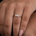 old mine cushion three stone engagement ring 