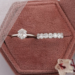 old mine cushion cut diamodn bridal ring set 