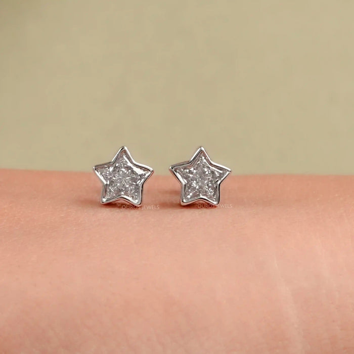 Bezel Set Star Cut Lab Diamond Stud