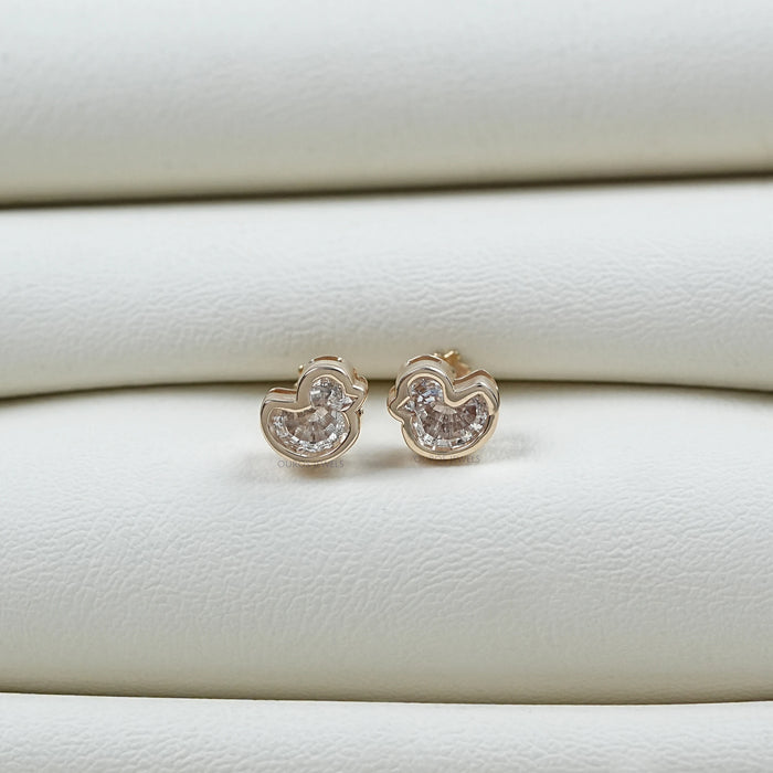 Duck Cut Lab Diamond Bezel Set Stud Earrings