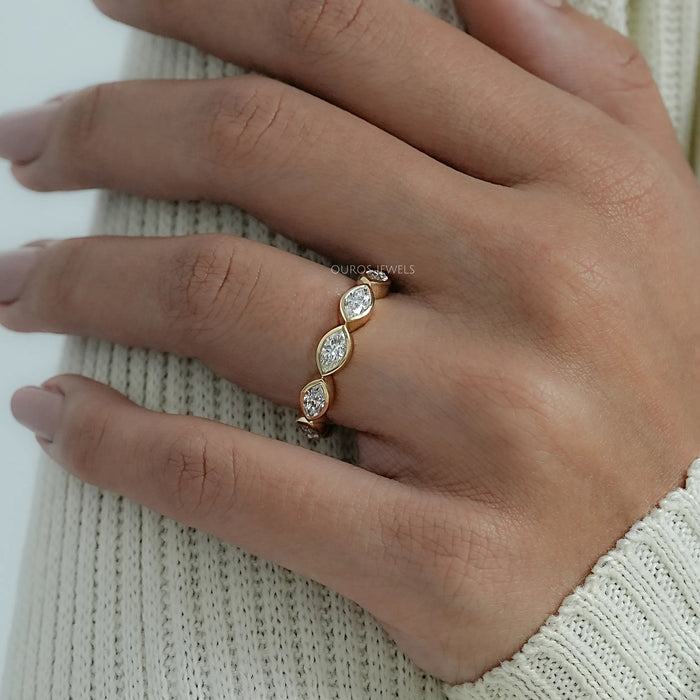 East West Marquise Diamond Bezel Set Half Eternity Band
