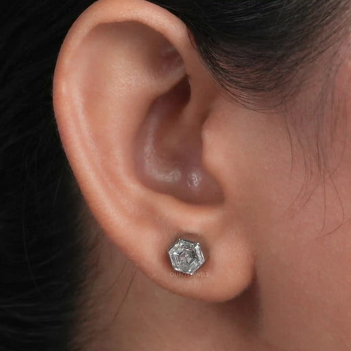 hexgon diamond stud earrings 