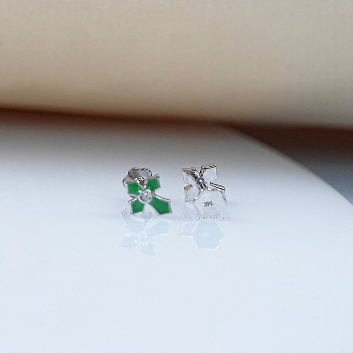 Enamel Green Cross Earrings For Kids