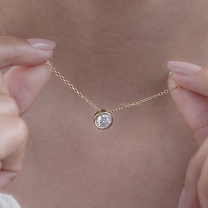 Bezel-Set Round Diamond Solitaire Pendant