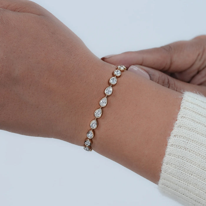 Bezel Set Pear Cut East West Set Tennis Bracelet