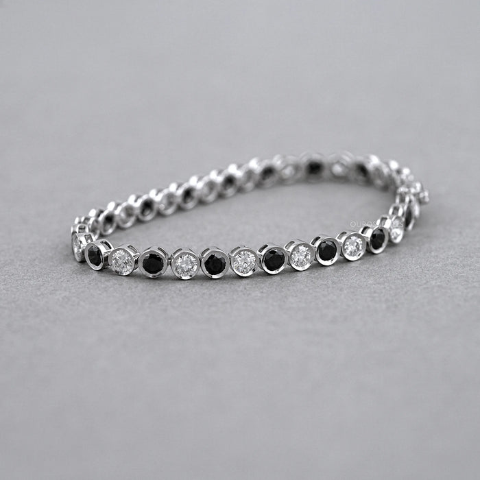 Alternative Bezel Set Round Cut Black Diamond Bracelet