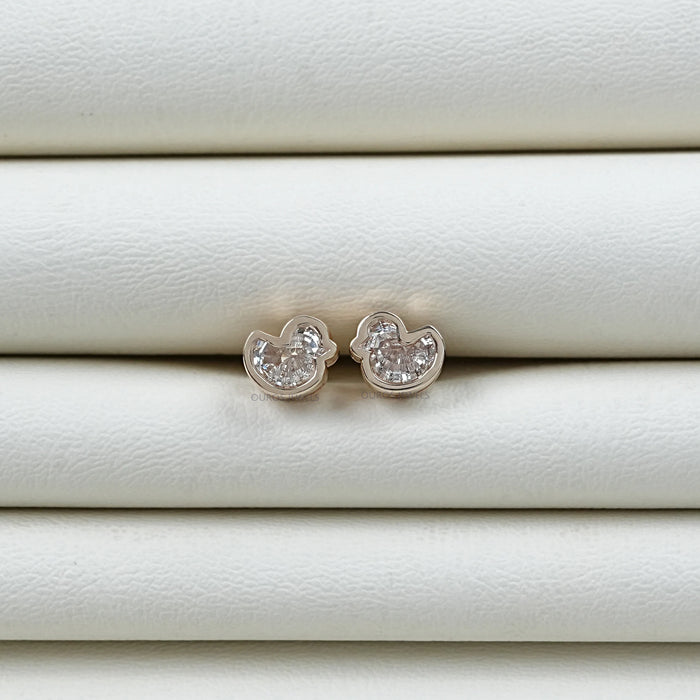 Duck Cut Lab Diamond Bezel Set Stud Earrings