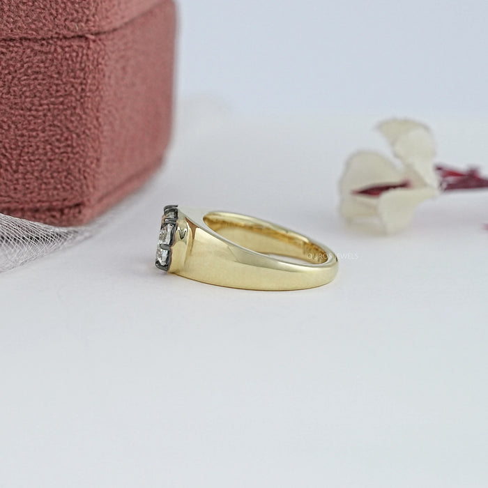 East West Step Cut Cushion Lab Diamond Solitaire Ring