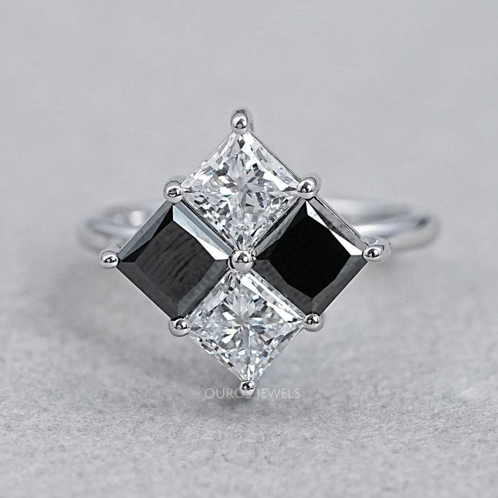 Princess Cut Black Diamond Anniversary Rings
