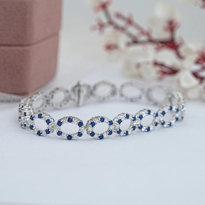 Elegant Blue Sapphire and Diamond Bracelet