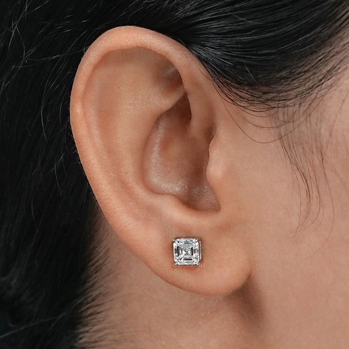 Asscher Cut Lab Grown Diamond Stud Earrings